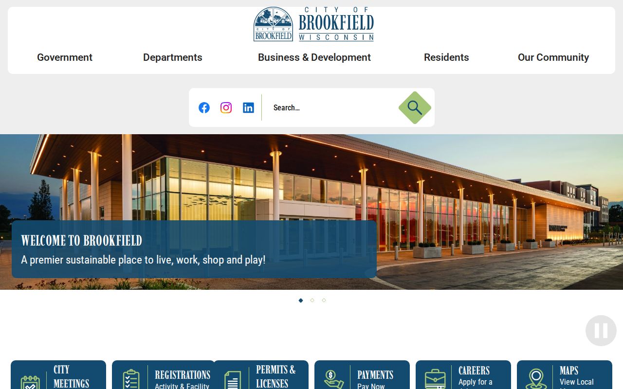 Official Brookfield city site for Brookfield court records routing