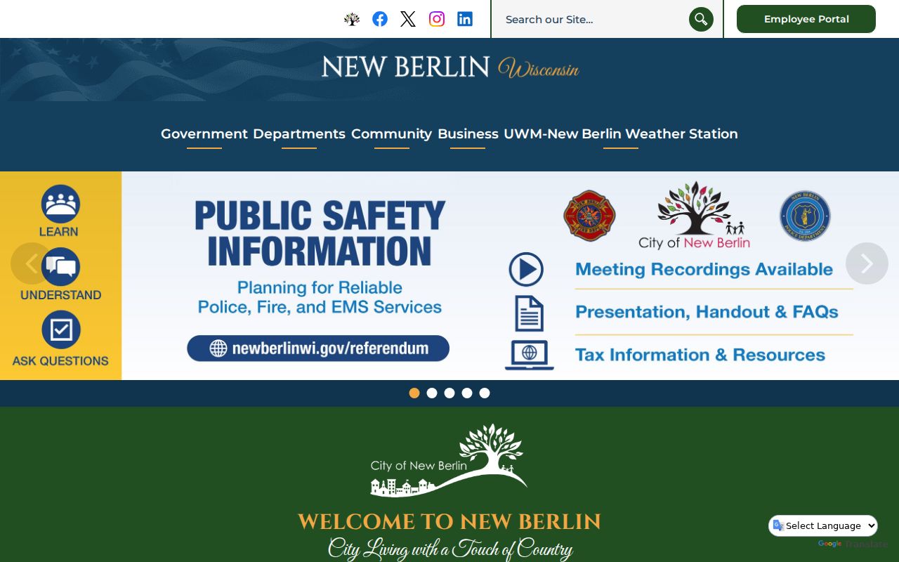 Official City of New Berlin government page used to reach municipal court services